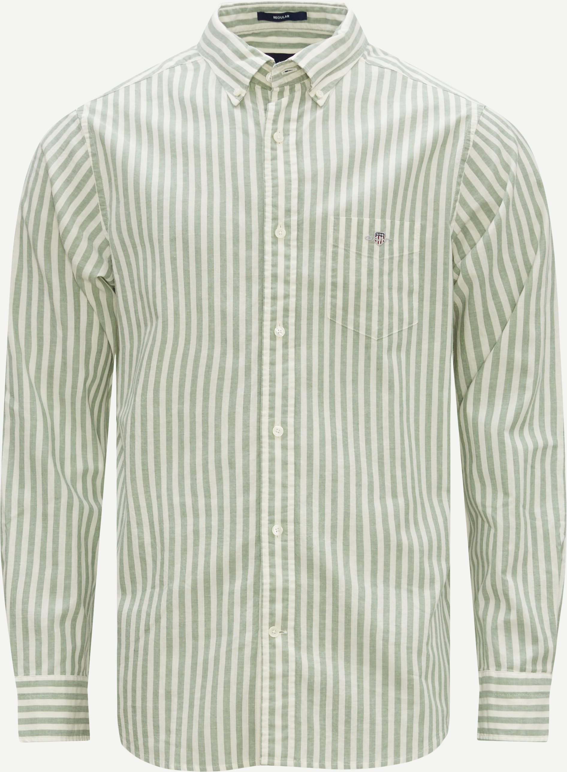 Gant Shirts REG COTTON LINEN STRIPE SHIRT 3230057 Green